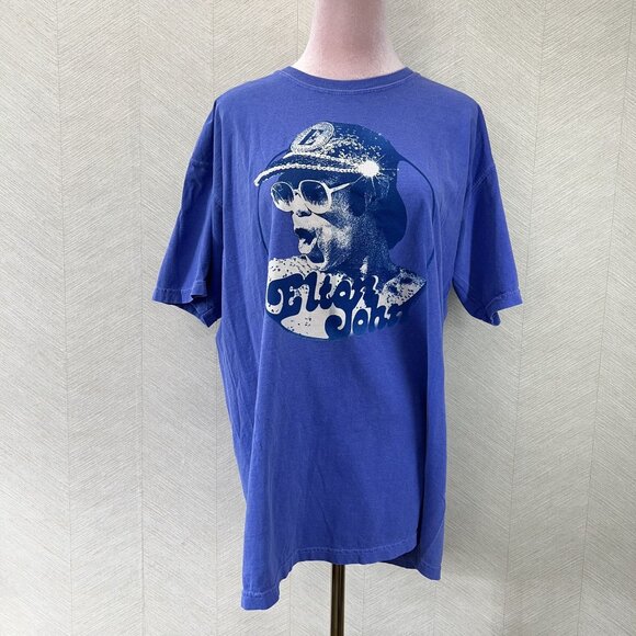 Elton John Vintage Purple and Blue Graphic T-shirt Mens Size L